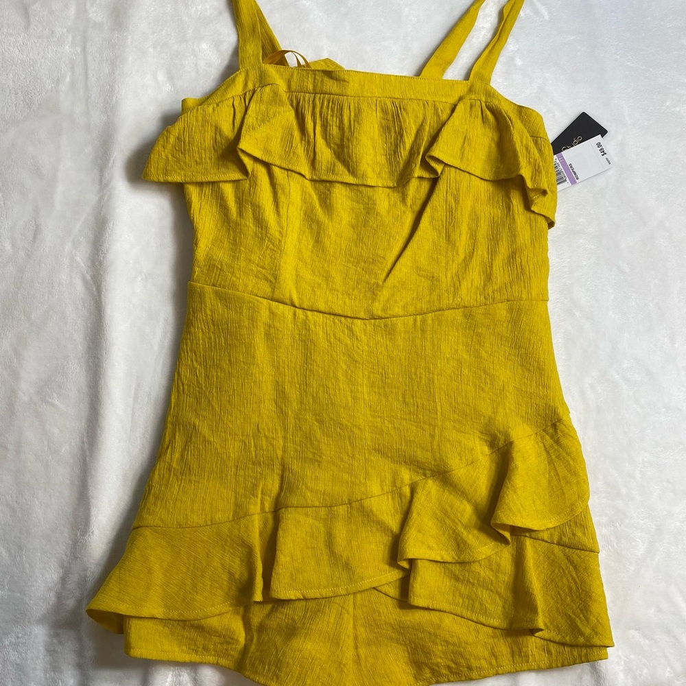 City Studio Yellow Ruffled Fitted Camisole